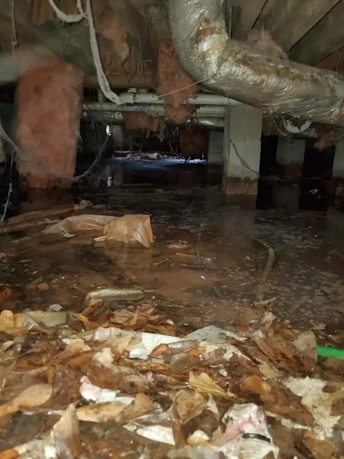 Crawl space flood assessment for Commercial Water Damage Restoration in Brawley
