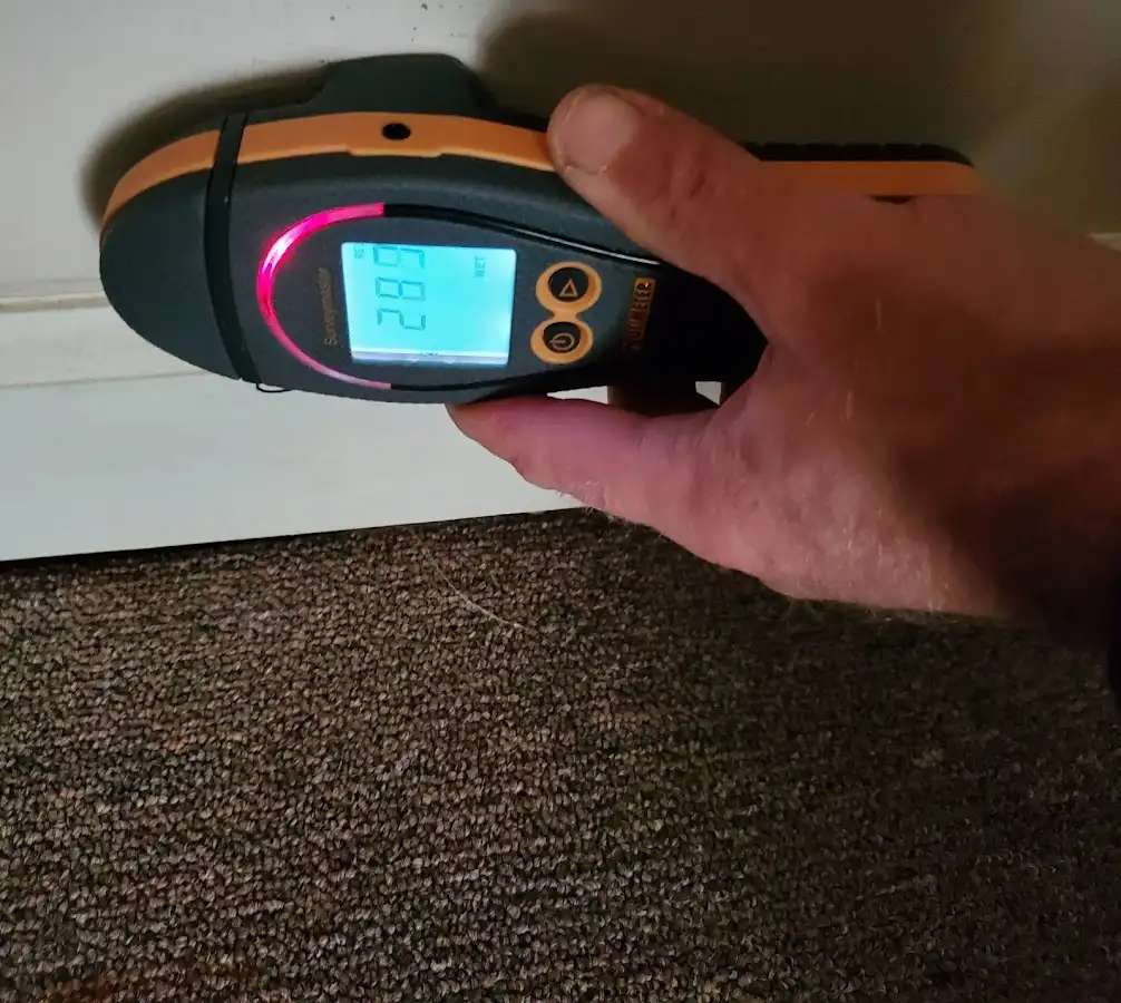 Moisture detection at baseboard during Sewage Cleanup & Sanitation in Brawley